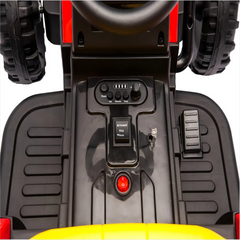 Tractor Electric KIDOO pentru Copii cu Telecomandă 2.4G, Remorcă Detașabilă, 12V 4.5Ah, 2 Motoare 380, Lumini LED, Muzică, Centură de Siguranță, Roșu/Galben