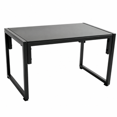 Set Mobilier Grădină AT PERFORMANCE® 4 Piese, Canapea 2 Locuri + 2 Fotolii + Măsuță cu Sticlă Securizată Neagră, Cadru Metalic