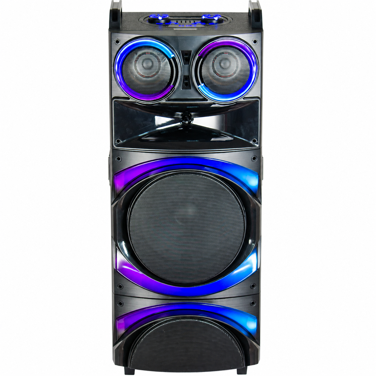Boxă Karaoke AT PERFORMANCE® Portabilă 21200W PMPO, 2 x 12", Bluetooth, 2 Microfoane Wireless, RGB LED