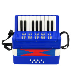 Mini Acordeon AT PERFORMANCE®, cu 17 clape si 8 butoane de bass, de jucarie, Albastru .