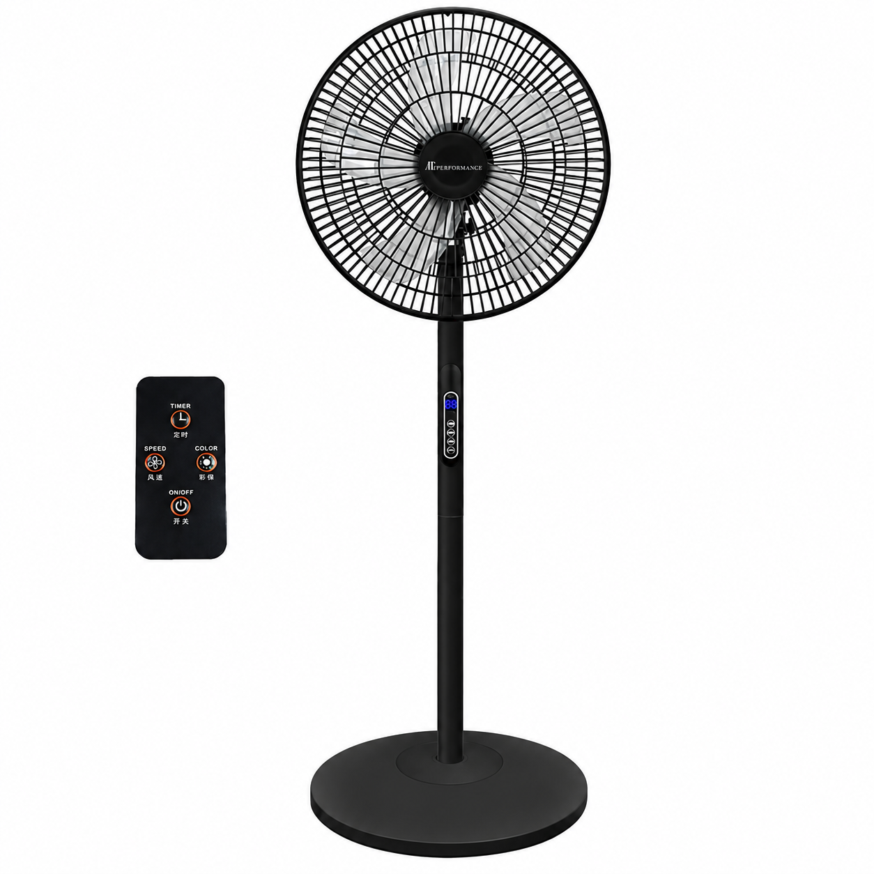 Ventilator cu Picior AT PERFORMANCE® AT-2056, 65W, Telecomandă, 8 Viteze, Oscilație, Display LED, Silentios