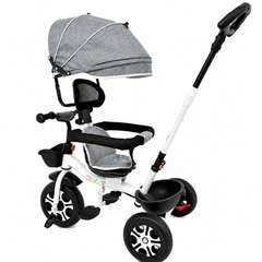 Tricicletă Evolutivă Kiddo KD-X06, Scaun Rotativ 360°, Copertină UV, Roți din Cauciuc, 9 Luni – 6 Ani