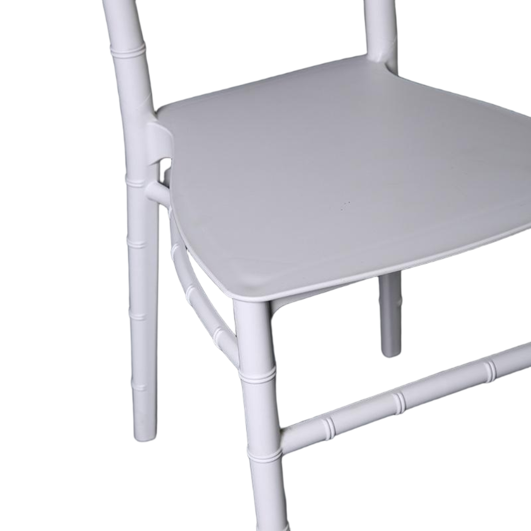 Scaun Elegant AT PERFORMANCE® Chiavari, din Policarbonat, Rezistent la Umiditate, Fără Brațe, Alb, 38 x 37 x 88.5 cm