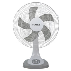 Ventilator de Masă HALEY HY-6018, 16 Inch, 5 Pale, 3 Trepte de Viteză, Oscilație Orizontală, Motor Puternic și Silențios, Alb