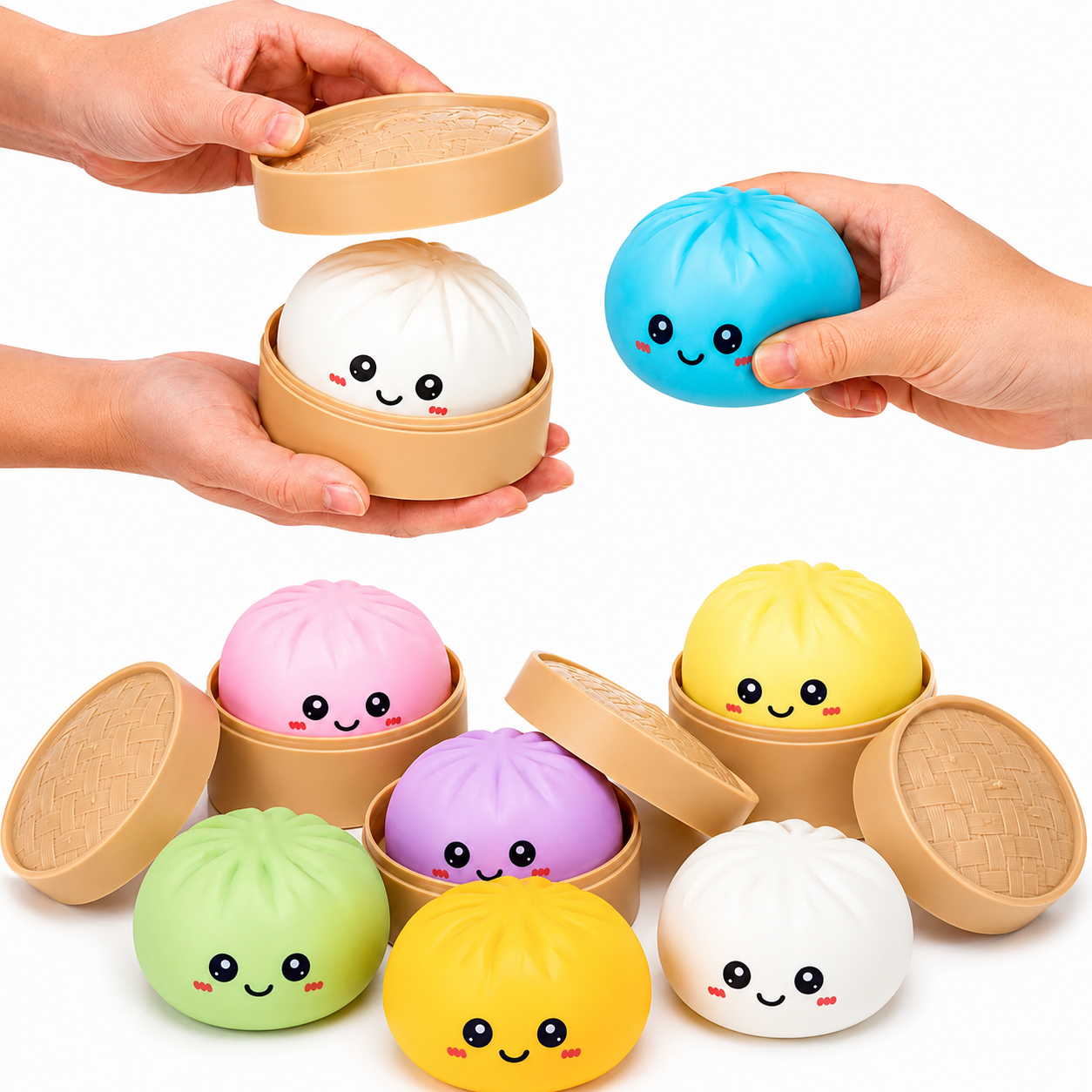 Jucărie Antistres Squishy Dumpling AT PERFORMANCE®, 10 cm, Gălușcă Moale din Silicon, cu Cutie și Culoare Surpriză