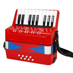 Mini Acordeon AT PERFORMANCE®, cu 17 clape si 8 butoane de bass, de jucarie, Albastru .
