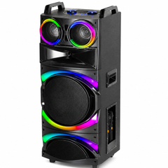 Boxă Karaoke AT PERFORMANCE® Portabilă 21200W PMPO, 2 x 12", Bluetooth, 2 Microfoane Wireless, RGB LED