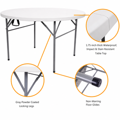 Masă Rotundă Pliabilă AT PERFORMANCE® 150 cm, HDPE Profesional, 400 kg, pentru Evenimente și Catering