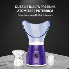 Saună Facială Cu Aburi Haley HY-6500, 200W, Vaporizator Facial Pentru Curățare Și Hidratare, Încălzire Rapidă, Temperatură Constantă, Mască Facială, Mov