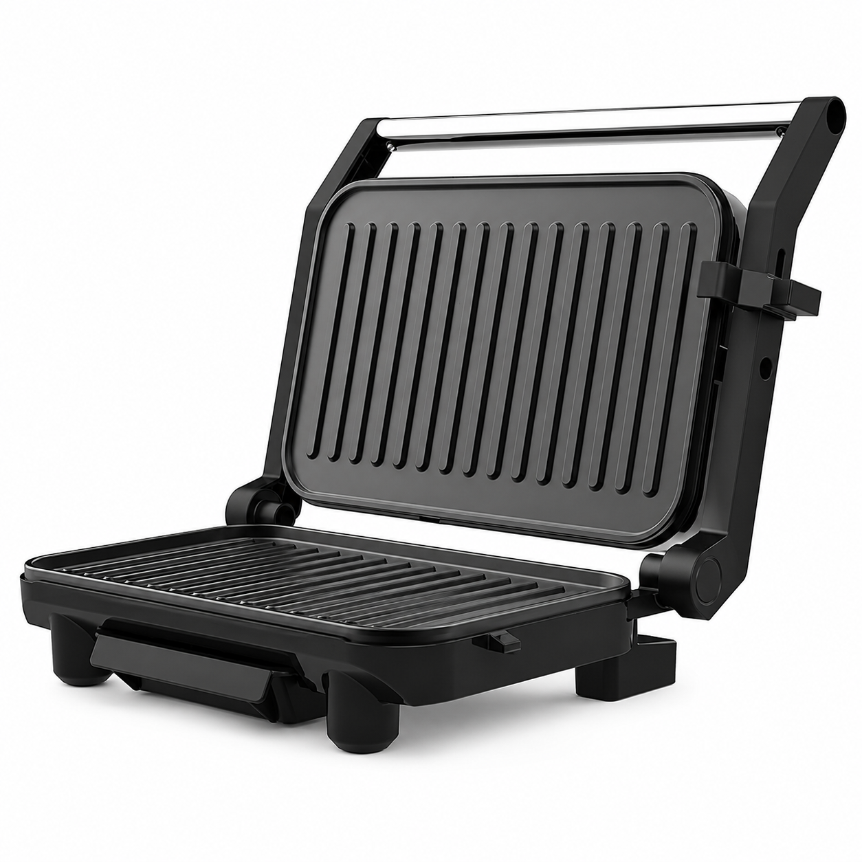 Aparat Panini Maker HALEY HY-8615, 1500W, Plăci Antiaderente, Control Automat al Temperaturii, Balama Flotantă, Deschidere 105°, Indicatoare Luminoase