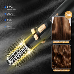 Perie Rotativă cu Uscător HALEY 6 în 1, 1200W, Capete Interșchimbabile, 3 Trepte, Încălzire Rapidă, Protecție Păr, Design Negru