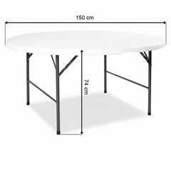 Masă Rotundă Pliabilă AT PERFORMANCE® 150 cm, HDPE Profesional, 400 kg, pentru Evenimente și Catering