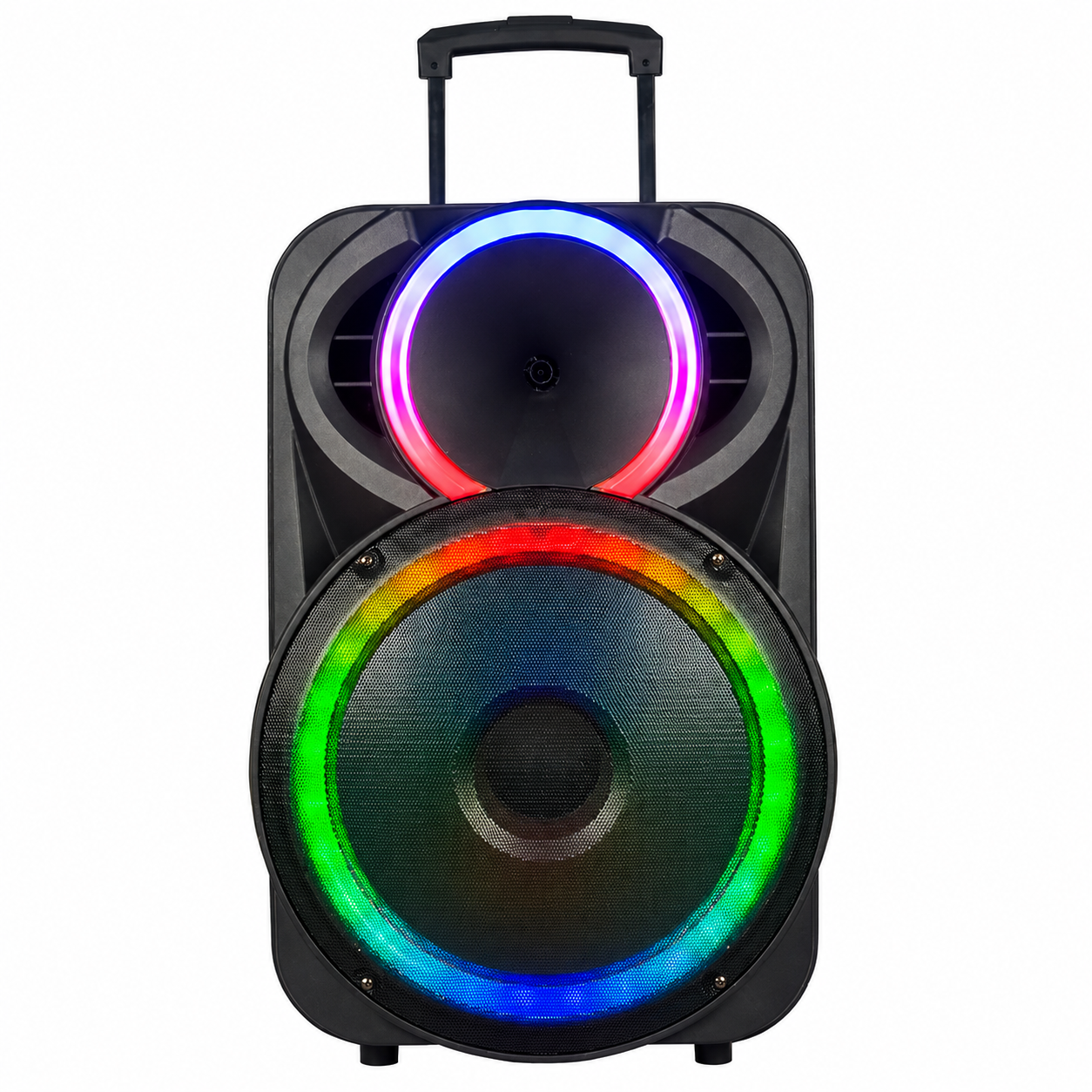 Boxă Portabilă Karaoke KOLAV-F1530, 15", Bluetooth, 2 Microfoane Wireless, RGB LED, USB/TF, FM, Baterie Reîncărcabilă