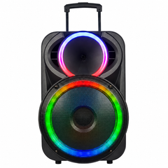 Boxă Portabilă Karaoke KOLAV-F1530, 15", Bluetooth, 2 Microfoane Wireless, RGB LED, USB/TF, FM, Baterie Reîncărcabilă