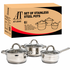 Set Oale din Inox 3 Piese cu Capace din Sticlă – Compatibile Inducție, Rezistente și Durabile