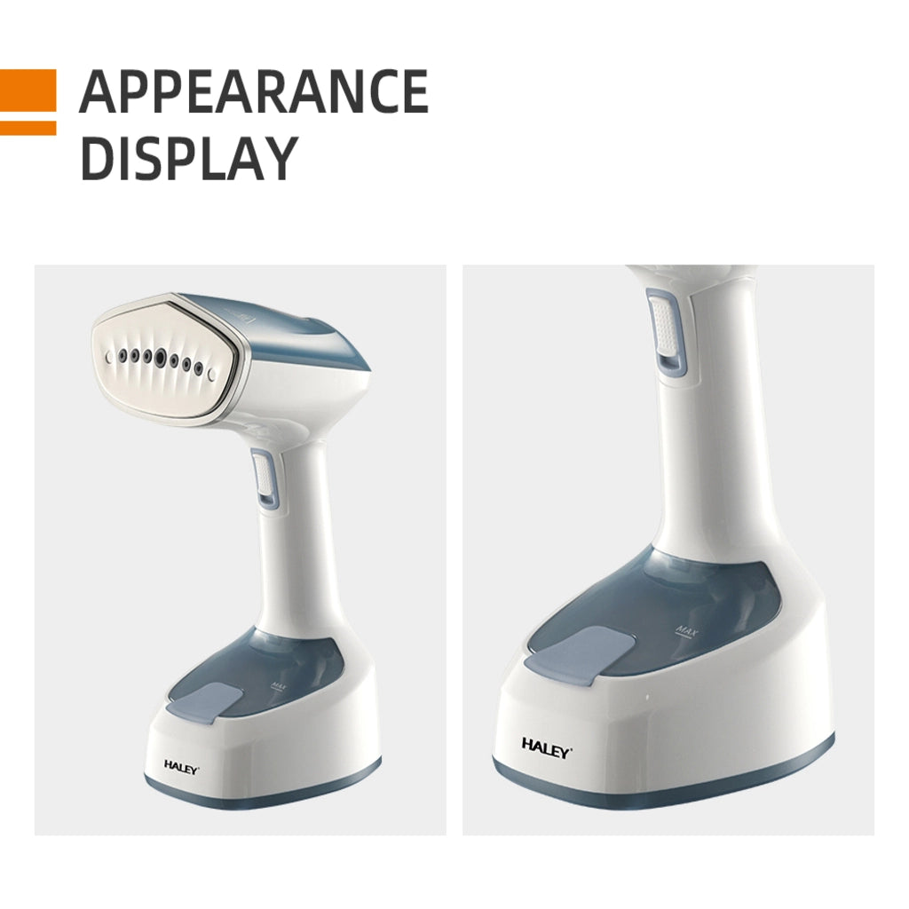 Aparat de Călcat Vertical cu Aburi HALEY HY-329, 1600W, Rezervor 200 ml, Talpă din Inox, Încălzire Rapidă, Pliabil, Alb/Albastru