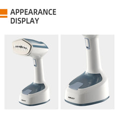Aparat de Călcat Vertical cu Aburi HALEY HY-329, 1600W, Rezervor 200 ml, Talpă din Inox, Încălzire Rapidă, Pliabil, Alb/Albastru