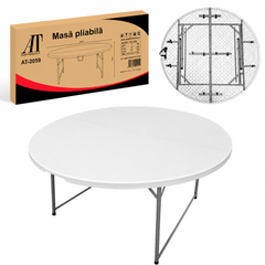 Masă Rotundă Pliabilă AT PERFORMANCE® 150 cm, HDPE Profesional, 400 kg, pentru Evenimente și Catering