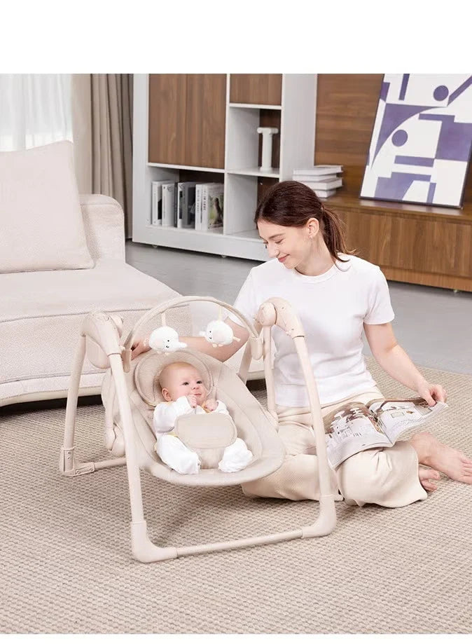 Balansoar Electric Portabil pentru Bebeluși Mastela Deluxe Portable Swing – 7 Melodii, 5 Viteze, 3 Temporizatoare, 2 Poziții de Înclinare