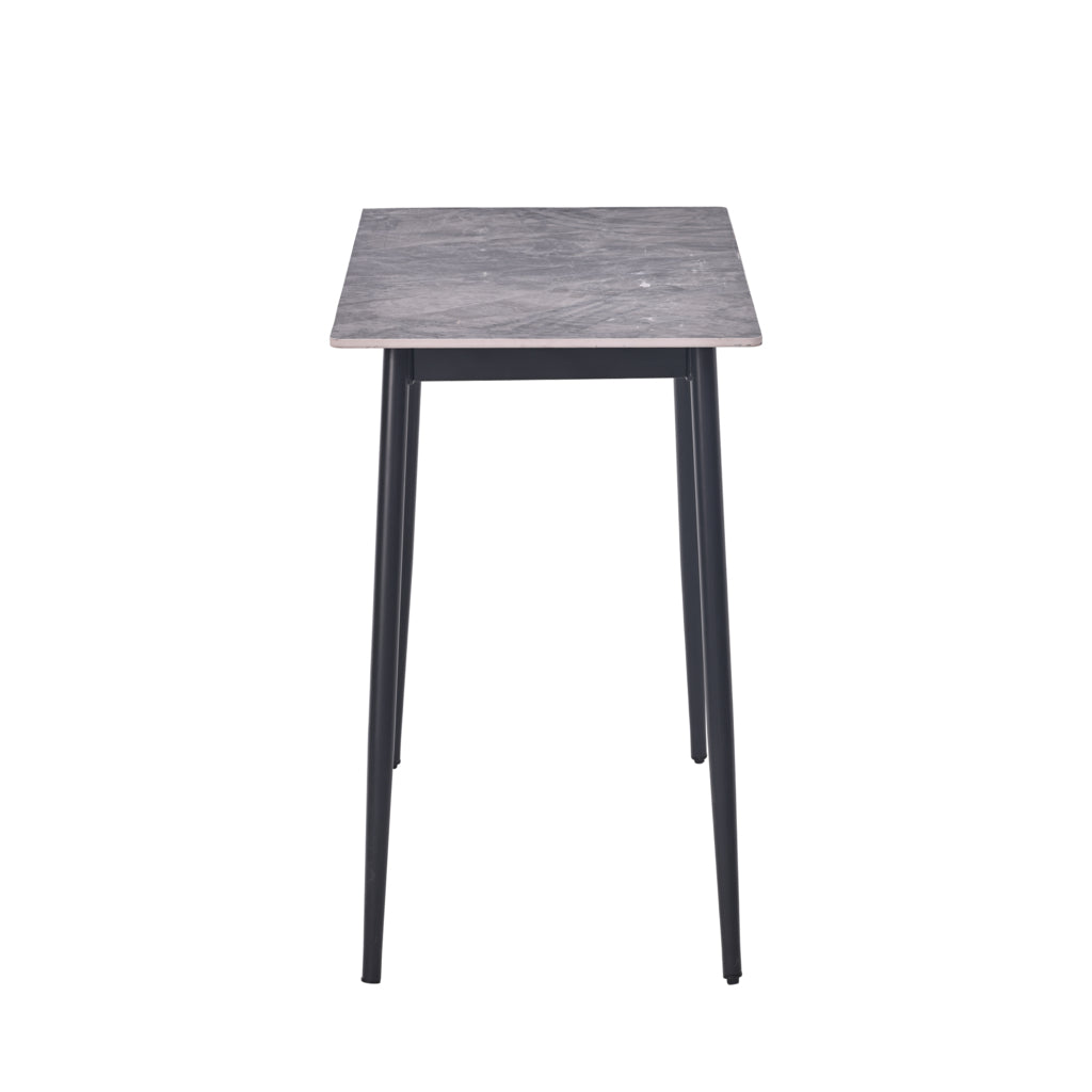 Set masă Bucatarie / Sufragerie cu 4 scaune, blat sintered stone gri și catifea, 120x70 cm