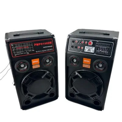 Set 2 Boxe Profesionale Active Smart Bass 284, 600W RMS, Bluetooth, USB, SD, Microfon Wireless, Jocuri de Lumini, Amplificator, Egalizator – Sunet Premium pentru Evenimente și Petreceri