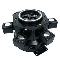 Moving Head LED Bee-Eye cu 6 Beam-uri Mobile, Laser Roșu și Verde, Stroboscop Dublu și Bandă LED RGB – Control DMX512 26 Canale, Master/Slave, Auto-Run și Sound Active pentru Club, DJ, Nunți și Evenimente