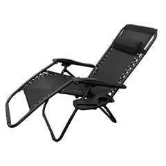 Scaun Șezlong Portabil AT PERFORMANCE®, de Lux, Modern, Scaun Reclinabil, Pliabil pentru Plajă și Grădină, cu Suport pentru Pahare