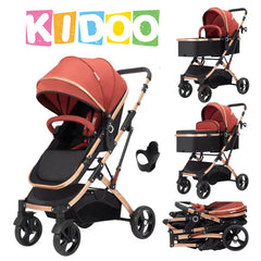 Carucior, 2 in 1 KIDOO® – Cărucior Pliabil cu Fața Inversă pentru Bebeluși cu Diverse Moduri, Cărucior Reglabil și Culisant