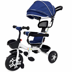 Tricicletă Evolutivă Kiddo KD-X06, Scaun Rotativ 360°, Copertină UV, Roți din Cauciuc, 9 Luni – 6 Ani