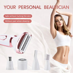 Kit Profesional de Îngrijire 4-în-1 – Lady Shaver Elegant & Trimmer Multifuncțional