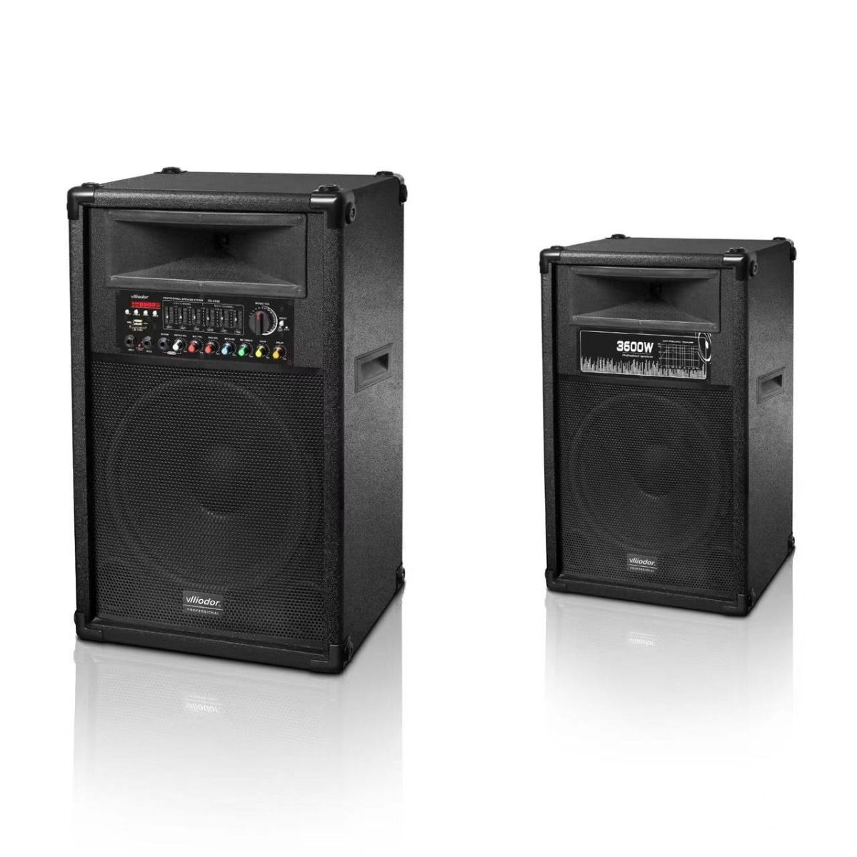 Set 2 Boxe Profesionale Puternice, Putere 720 W, Sistem Karaoke, Conectivitate Bluetooth, Port USB, AUX In, Slot SD Card, Negru