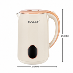 Fierbător Electric HALEY HY-8915, 2,5L, 2000W, Inox SUS 304, Bază Rotativă 360°, Oprire Automată, Protecție Fierbere Fără Apă