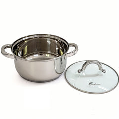 Set Oale din Inox 3 Piese cu Capace din Sticlă – Compatibile Inducție, Rezistente și Durabile