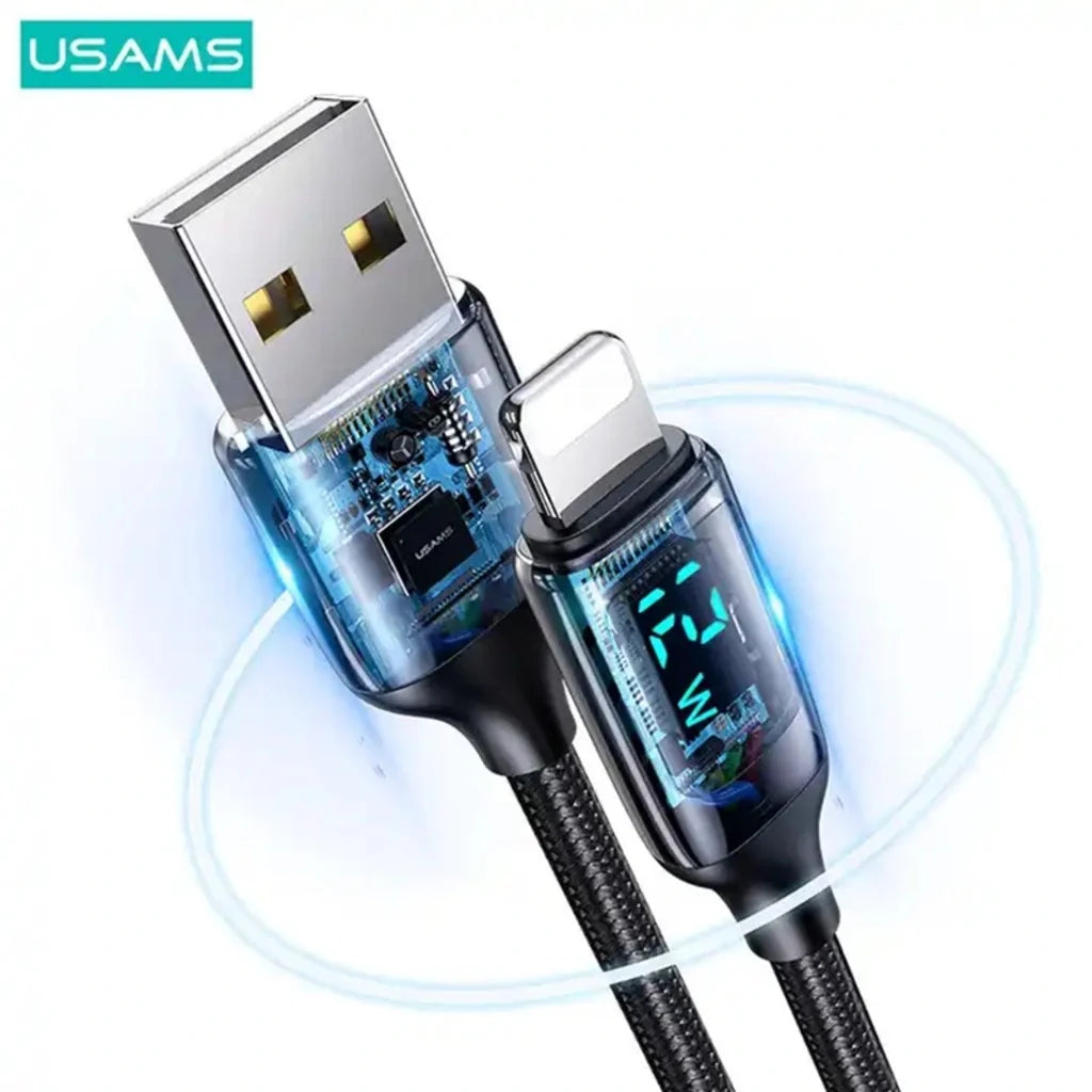 Cablu de Încărcare și Transfer Date USAMS cu Display Digital LED, 1.2m, 2.4A, 12W