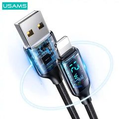 Cablu de Încărcare și Transfer Date USAMS cu Display Digital LED, 1.2m, 2.4A, 12W
