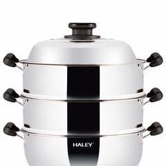 Vas Electric Multifuncțional HALEY HY-501, 2100W, Inox Premium cu Abur pe Două Nivele, Ideal pentru Gătit Sănătos Acasă sau la Hotel