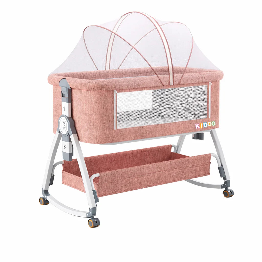 Pat portabil pentru bebeluși AT PERFORMANCE® 3 în 1 cu saltea confortabilă, înălțime reglabilă, roți și pliere ușoară – ideal pentru nou-născuți, gri