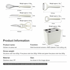Set ustensile bucătărie 5+1 piese cu suport – Multifuncțional, inox