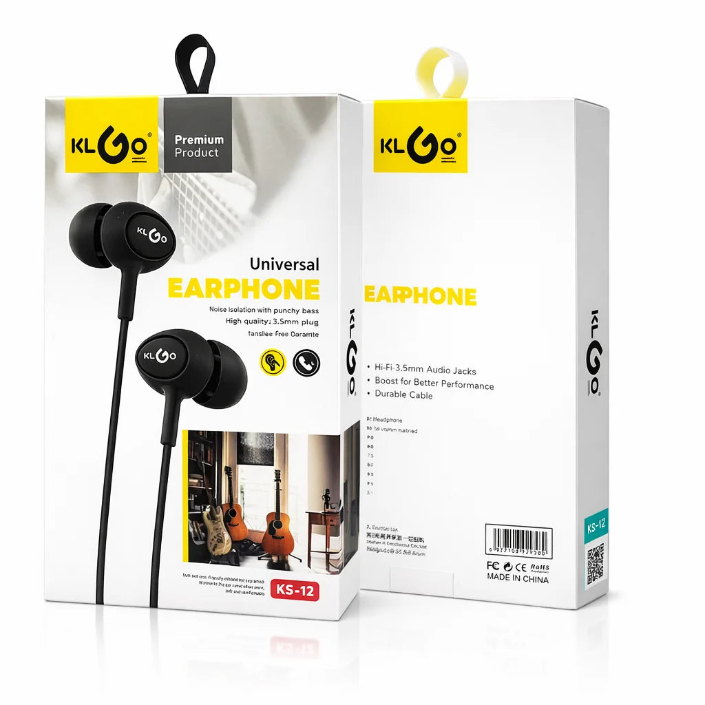 Căști In-Ear KLGO KS-12 cu Microfon și Jack 3.5mm – Sunet Hi-Fi & Izolare Zgomot