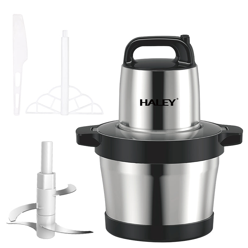 Tocator Electric HALEY 1200W, 4 Lame din Oțel Inoxidabil, Recipient Full Inox 6L, 2 Viteze Reglabile