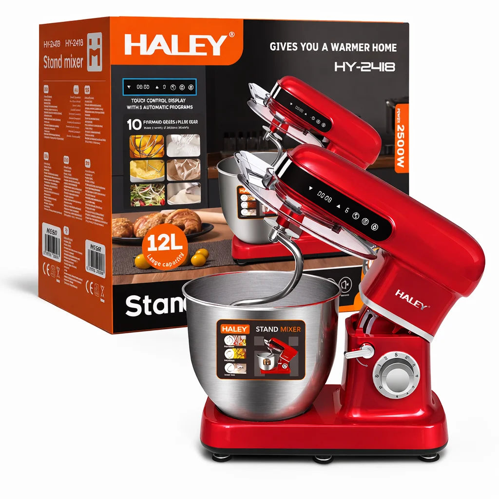 Mixer Planetar Profesional HALEY HY-2418, 2500W, Bol Inox 12L, 9 Viteze + Pulse, Display Touch
