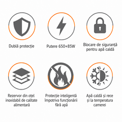 Dozator de Apă HALEY HY-2306, Apă Caldă, Rece și la Temperatura Camerei, Răcire cu Compresor, 650W, 3 Robinete, Blocare Copii, Dulap Depozitare