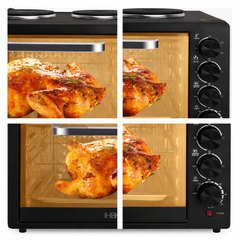 Cuptor Electric HALEY HY-5126, 48L, 2000W, cu Plită Dublă, Ușă din Sticlă