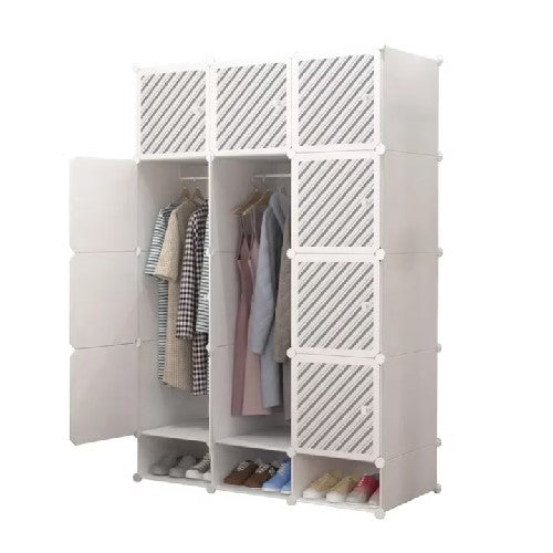 Dulap modular pentru copii, alb, AT PERFORMANCE®, 15 rafturi, durabil, 110X47X163 cm, monumente