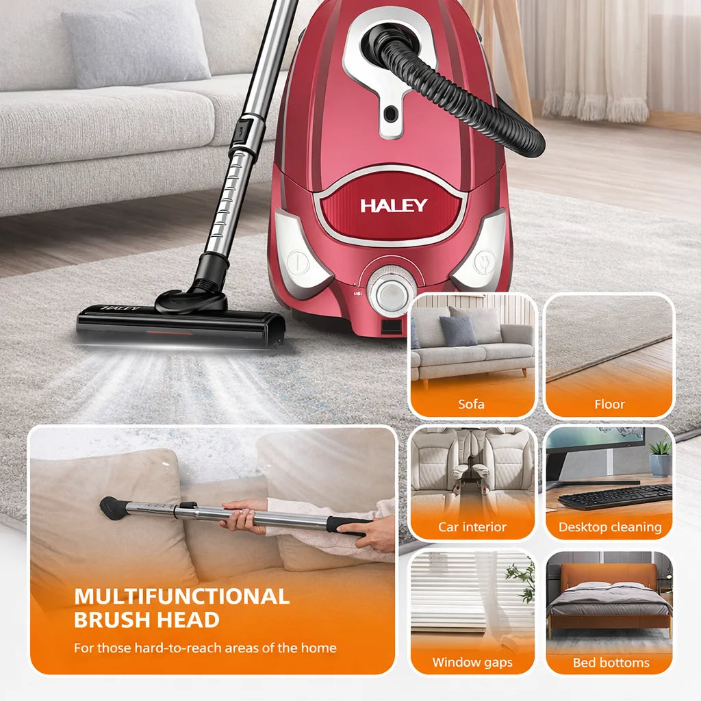 Aspirator HALEY HY-917 3000W Fără Sac, Putere Mare de Absorbție, Recipient 4L