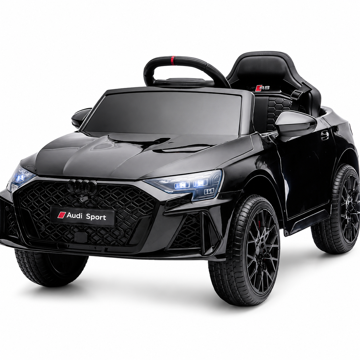 Mașinuță Electrică Pentru Copii KIDOO Audi RS 3 Sportback 2025, Licență Oficială Audi, 12V 4.5Ah, Telecomandă 2.4G, 3 Viteze, Bluetooth, USB, Lumini LED, Alb