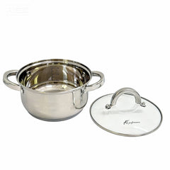 Set Oale din Inox 3 Piese cu Capace din Sticlă – Compatibile Inducție, Rezistente și Durabile