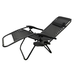 Scaun Șezlong Portabil AT PERFORMANCE®, de Lux, Modern, Scaun Reclinabil, Pliabil pentru Plajă și Grădină, cu Suport pentru Pahare