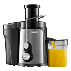 Storcător Electric de Fructe și Legume HALEY HY-2901, 1000W, Gură de Alimentare 70 mm, 3 Trepte de Viteză + Pulse, Recipient Suc 600 ml, Recipient Pulpă 1,5 L, Filtru Inox, Argintiu/Negru