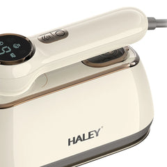 Fier de călcat vertical cu aburi HALEY HY-2005, 2000W, Ecran Digital LED, Talpă din Inox, Rezervor 150 ml, Încălzire Rapidă, Alb